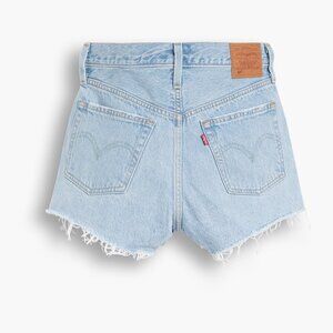 Levi's Retro Light Wash Blue Denim High Rise Raw Hem Shorts